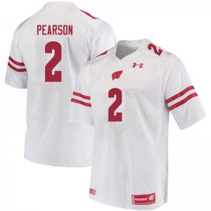 Men's Wisconsin Badgers NCAA #2 Reggie Pearson White Authentic Under Armour Stitched College Football Jersey RT31F71WC
